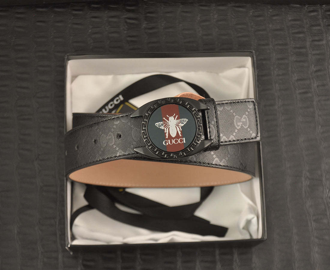 2 Colors printed letter leather belt - Image 7