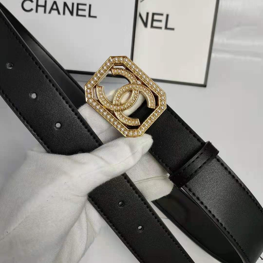 2 Colors Fashion pearl square buckle leather belt - Image 8