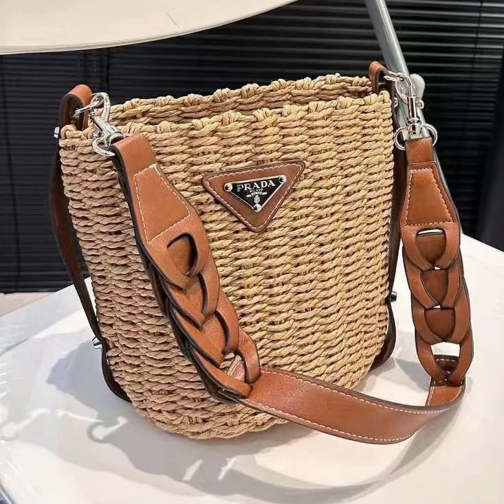 Prada Woven Bucket Bag - Image 4