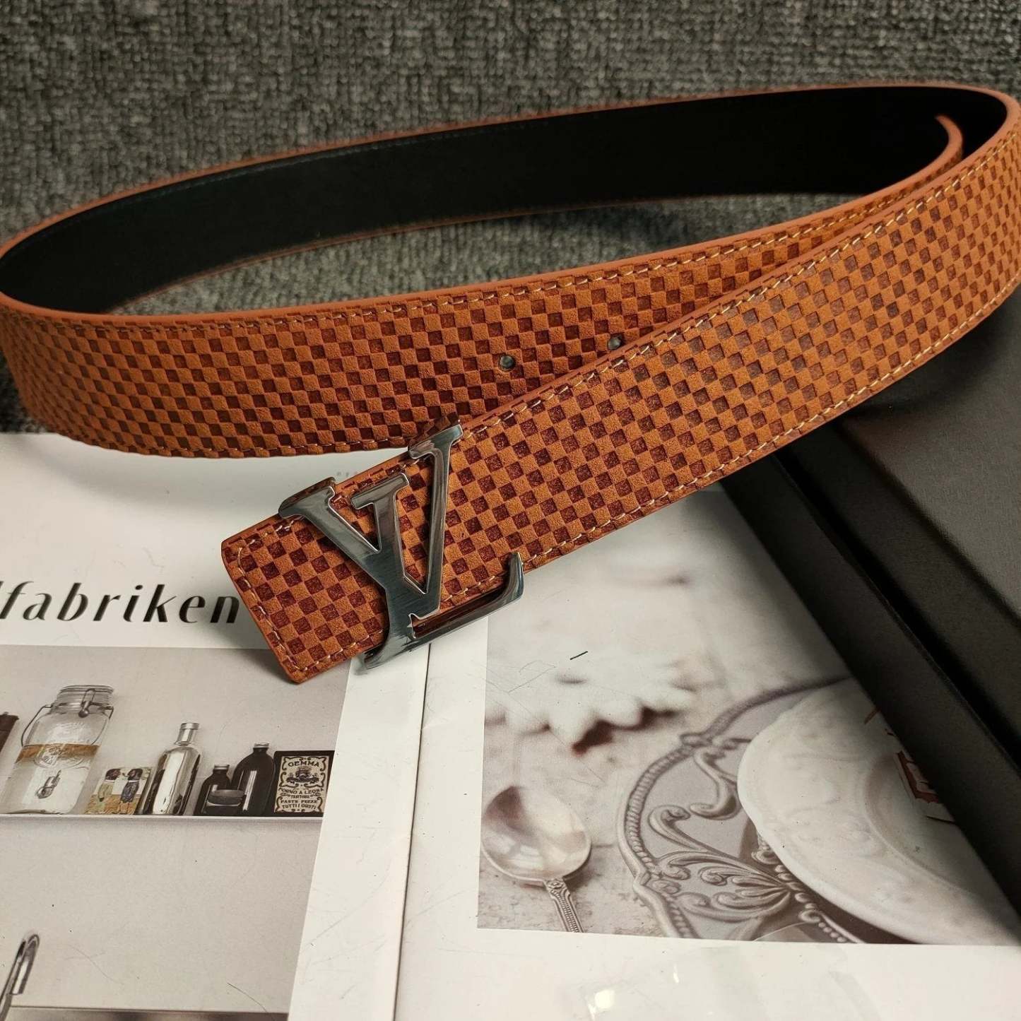 3 Colors Orange Leather Belt - Image 2