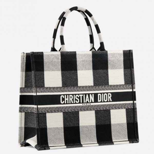 D Book Tote Bag Checkered Canvas - Image 4