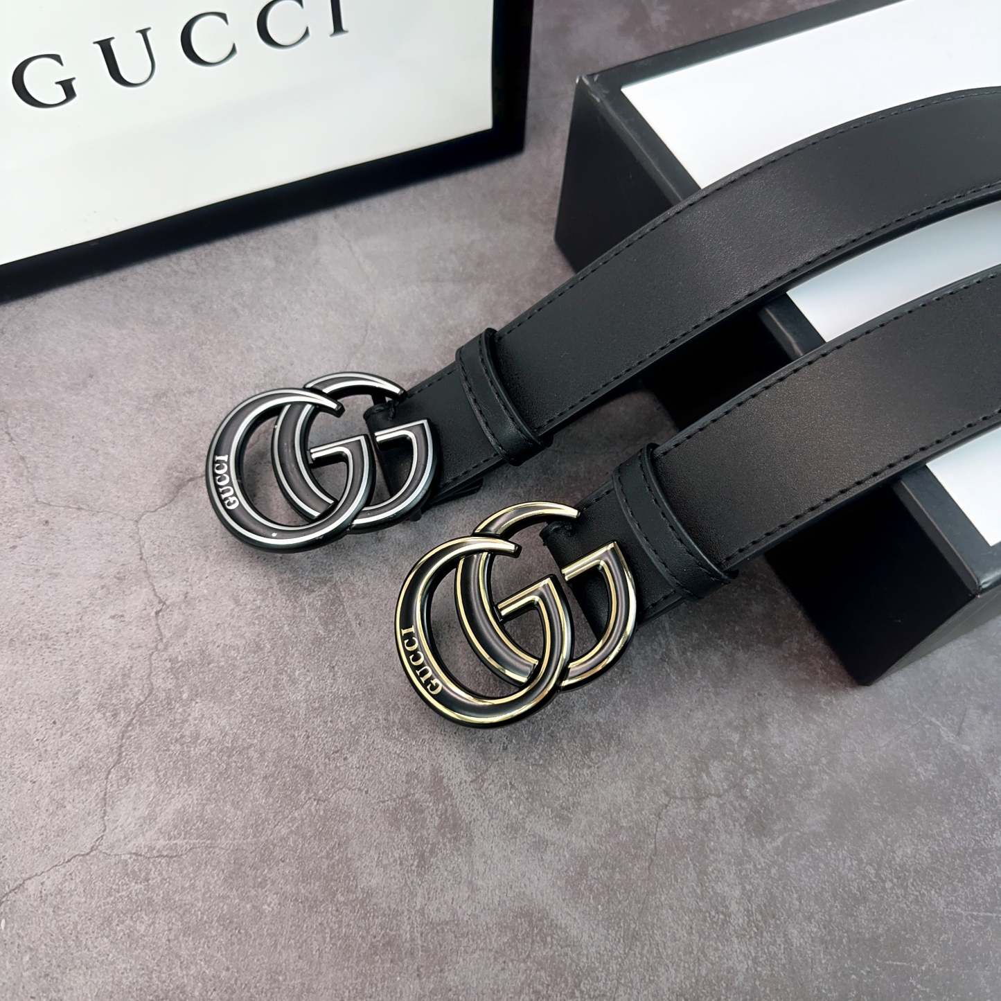 2 Colors printed letter leather belt - Image 2