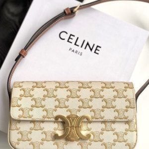 PREOWNED CELINE TRIOMPHE SHOULDER BAG IN TRIOMPHE CANVAS AND CALFSKIN