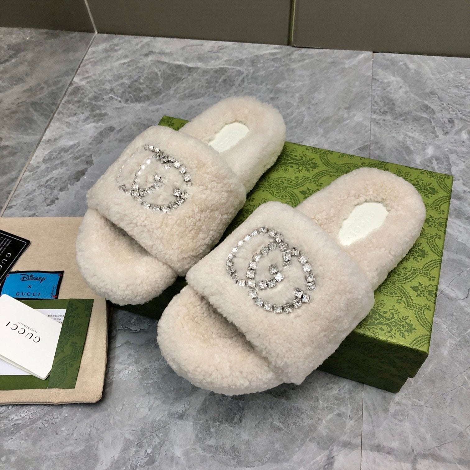 New Rhinestone Wool Slippers - Image 3