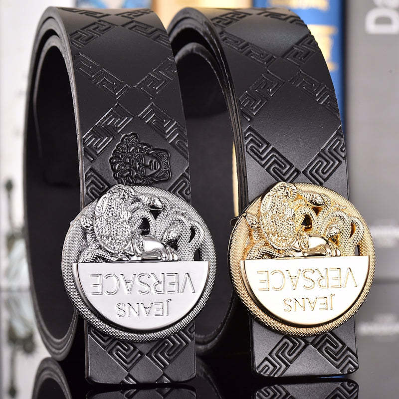 2 Colors printed letter leather belt - Image 2