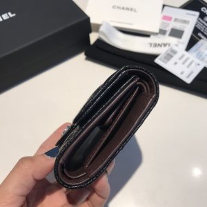 cc CO-CO Classic Card Holder10.5cm/4.1in Silver Hardware For Women Black