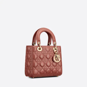 SMALL LADY D MY ABCD BAG Rust-Colored Cannage Lambskin