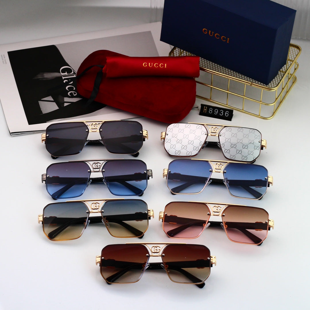 Fashion Metal Logo Polygon Sunglasses 8936 - Image 2